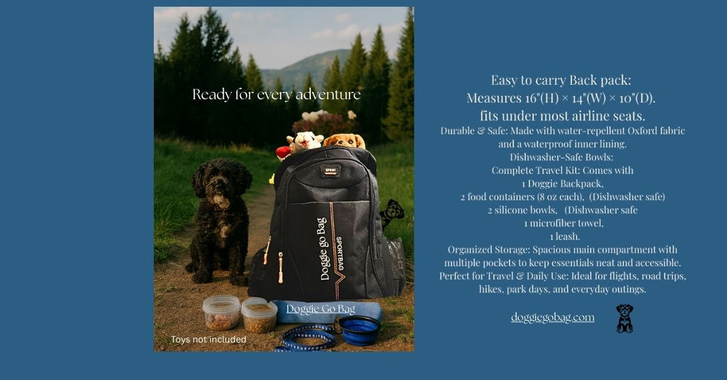 Doggie Go Bag – Dog Travel Backpack with Bowls, Food Containers & Leash