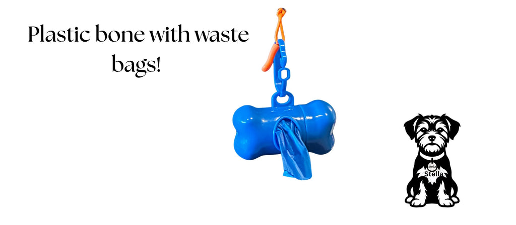 Doggie Go Bag: Blue Bone-Shaped Dog Waste Bag Dispenser – Portable, Durable & Includes Waste Bags.